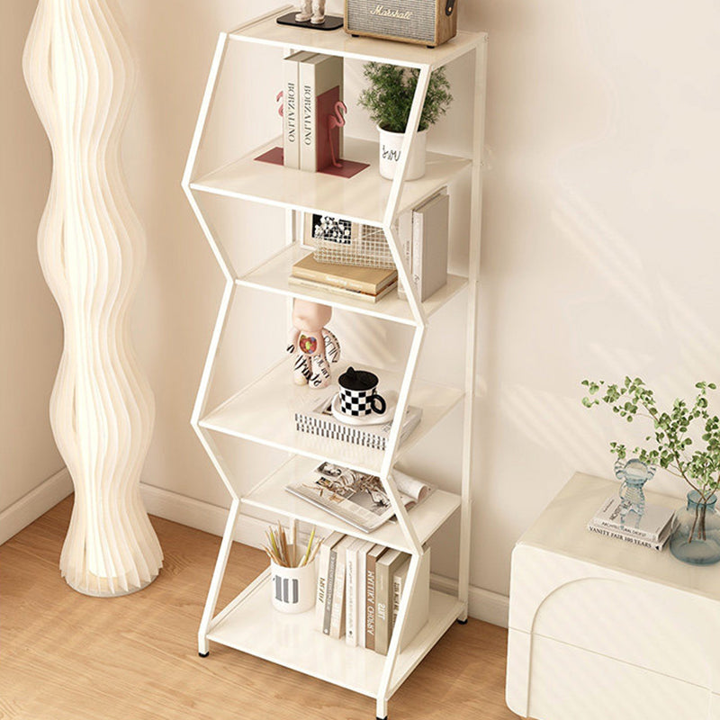 Modern Minimalist Carbon Steel Irregular Trapezoidal Floor-Standing Storage Shelf 6-Layer For Living Room & Study