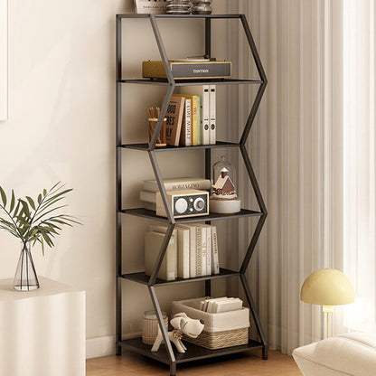 Modern Minimalist Carbon Steel Irregular Trapezoidal Floor-Standing Storage Shelf 6-Layer For Living Room & Study