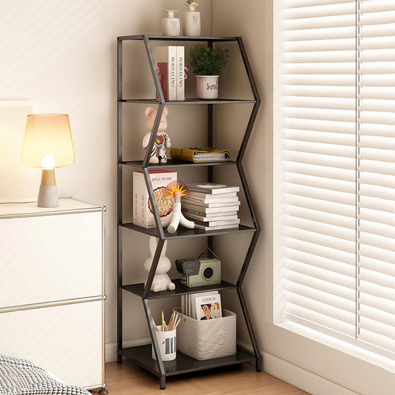 Modern Minimalist Carbon Steel Irregular Trapezoidal Floor-Standing Storage Shelf 6-Layer For Living Room & Study