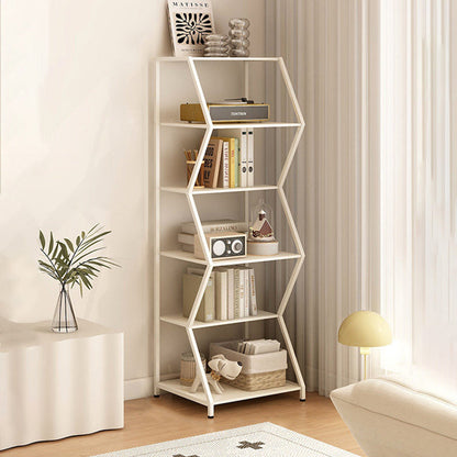 Modern Minimalist Carbon Steel Irregular Trapezoidal Floor-Standing Storage Shelf 6-Layer For Living Room & Study