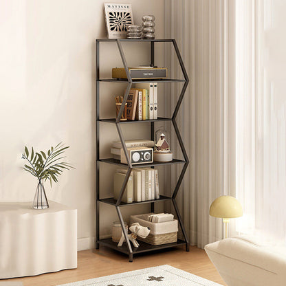 Modern Minimalist Carbon Steel Irregular Trapezoidal Floor-Standing Storage Shelf 6-Layer For Living Room & Study