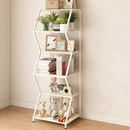 Modern Minimalist Carbon Steel Irregular Trapezoidal Floor-Standing Storage Shelf 6-Layer For Living Room & Study