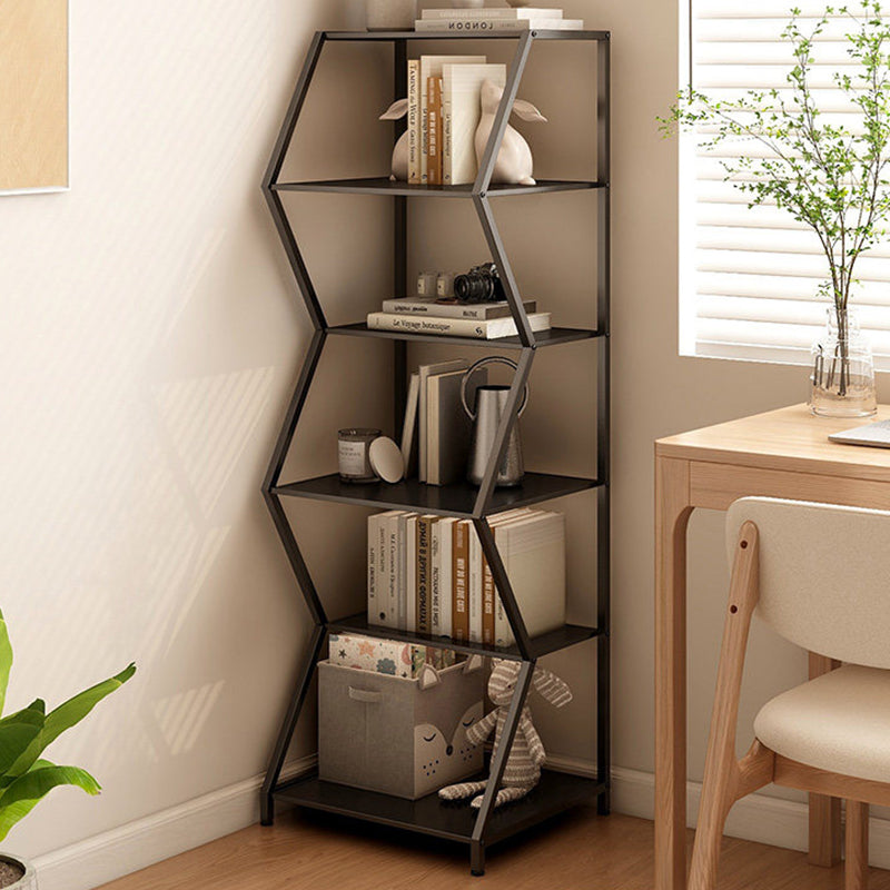Modern Minimalist Carbon Steel Irregular Trapezoidal Floor-Standing Storage Shelf 6-Layer For Living Room & Study