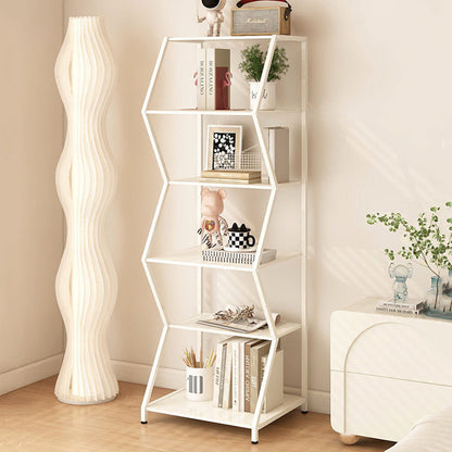 Modern Minimalist Carbon Steel Irregular Trapezoidal Floor-Standing Storage Shelf 6-Layer For Living Room & Study