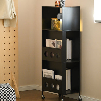 Contemporary Industrial Carbon Steel Rectangular Movable Storage Shelf 3-Tier For Living Room & Study