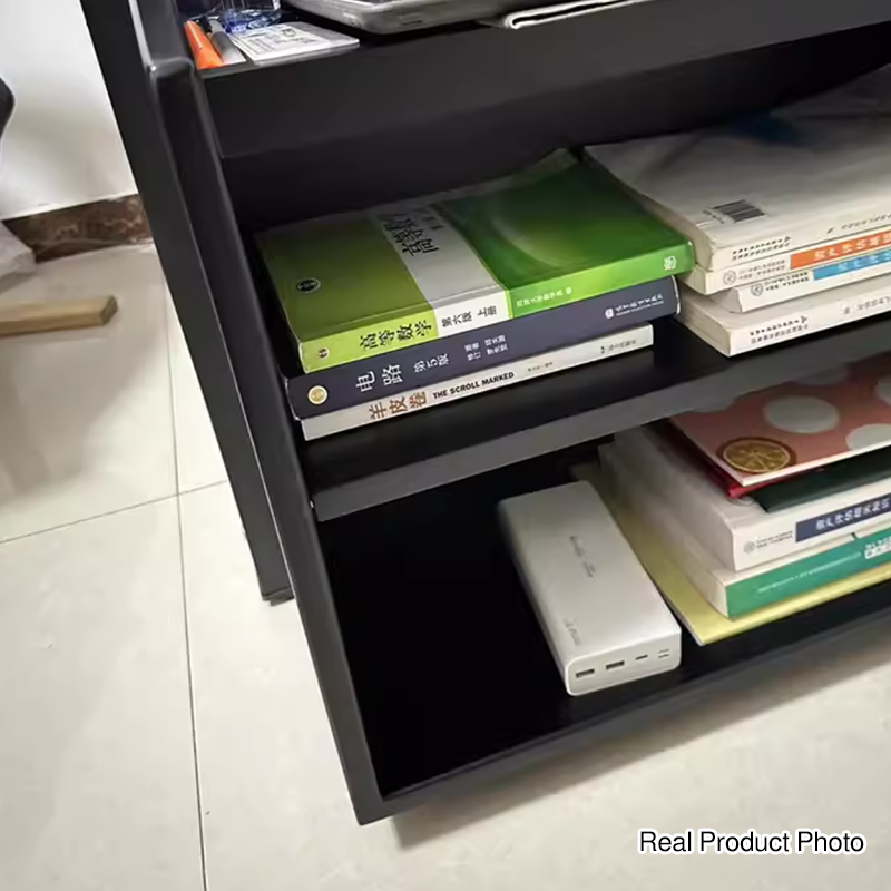 Modern Minimalist Rubberwood Plywood Trapezoidal Movable Bookshelf 3-Tier For Study