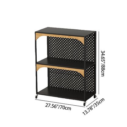 Contemporary Industrial Iron Fiberboard Rectangular Movable Display Rack 2/3-Tier For Living Room