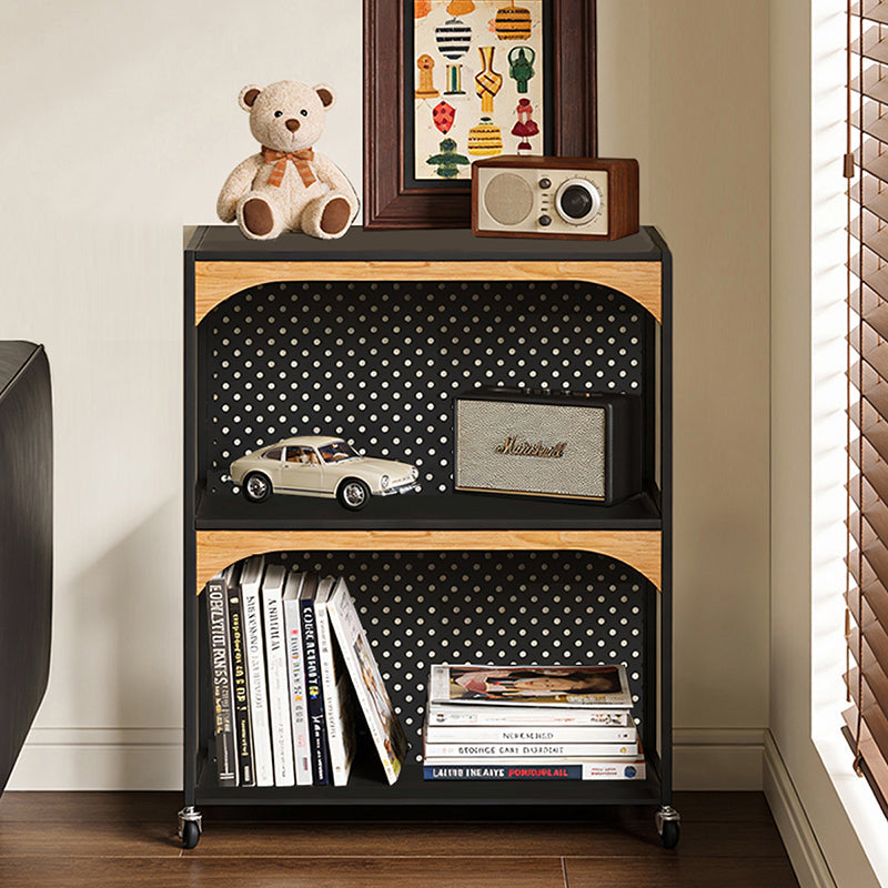 Contemporary Industrial Iron Fiberboard Rectangular Movable Display Rack 2/3-Tier For Living Room