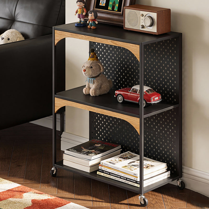 Contemporary Industrial Iron Fiberboard Rectangular Movable Display Rack 2/3-Tier For Living Room