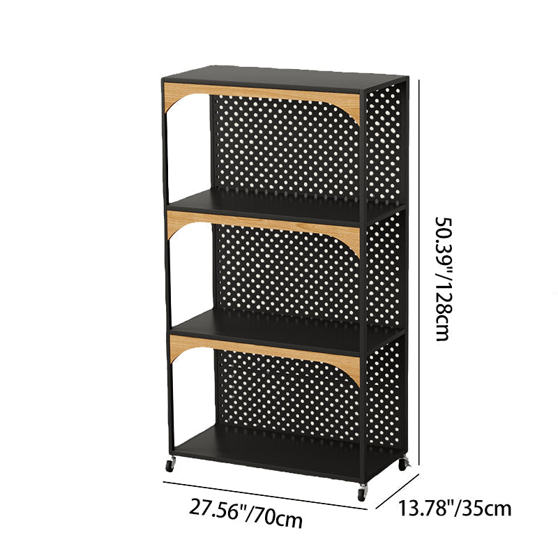 Contemporary Industrial Iron Fiberboard Rectangular Movable Display Rack 2/3-Tier For Living Room