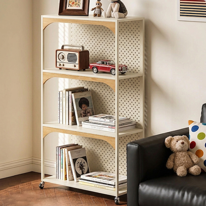 Contemporary Industrial Iron Fiberboard Rectangular Movable Display Rack 2/3-Tier For Living Room