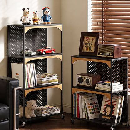 Contemporary Industrial Iron Fiberboard Rectangular Movable Display Rack 2/3-Tier For Living Room