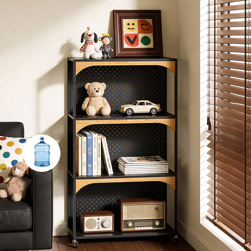 Contemporary Industrial Iron Fiberboard Rectangular Movable Display Rack 2/3-Tier For Living Room