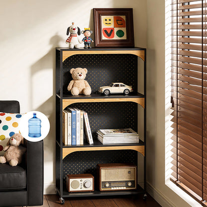 Contemporary Industrial Iron Fiberboard Rectangular Movable Display Rack 2/3-Tier For Living Room