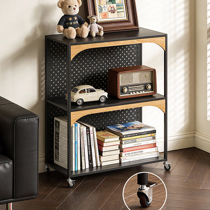 Contemporary Industrial Iron Fiberboard Rectangular Movable Display Rack 2/3-Tier For Living Room