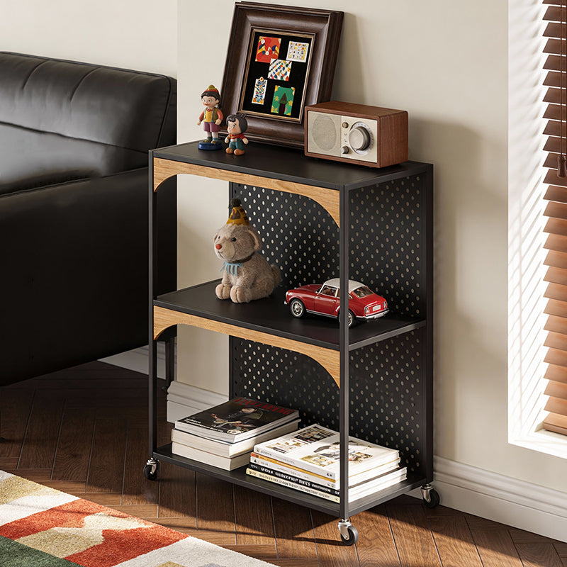 Contemporary Industrial Iron Fiberboard Rectangular Movable Display Rack 2/3-Tier For Living Room