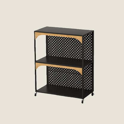Contemporary Industrial Iron Fiberboard Rectangular Movable Display Rack 2/3-Tier For Living Room
