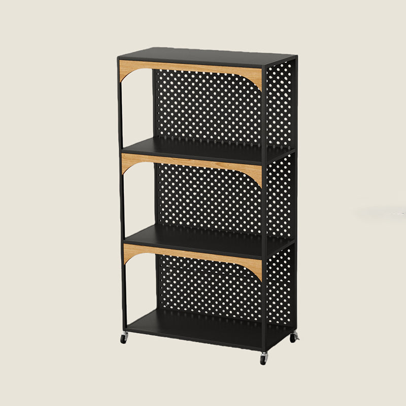 Contemporary Industrial Iron Fiberboard Rectangular Movable Display Rack 2/3-Tier For Living Room