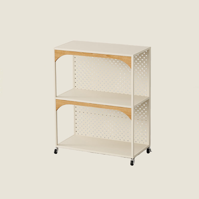 Contemporary Industrial Iron Fiberboard Rectangular Movable Display Rack 2/3-Tier For Living Room