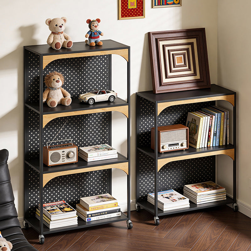 Contemporary Industrial Iron Fiberboard Rectangular Movable Display Rack 2/3-Tier For Living Room