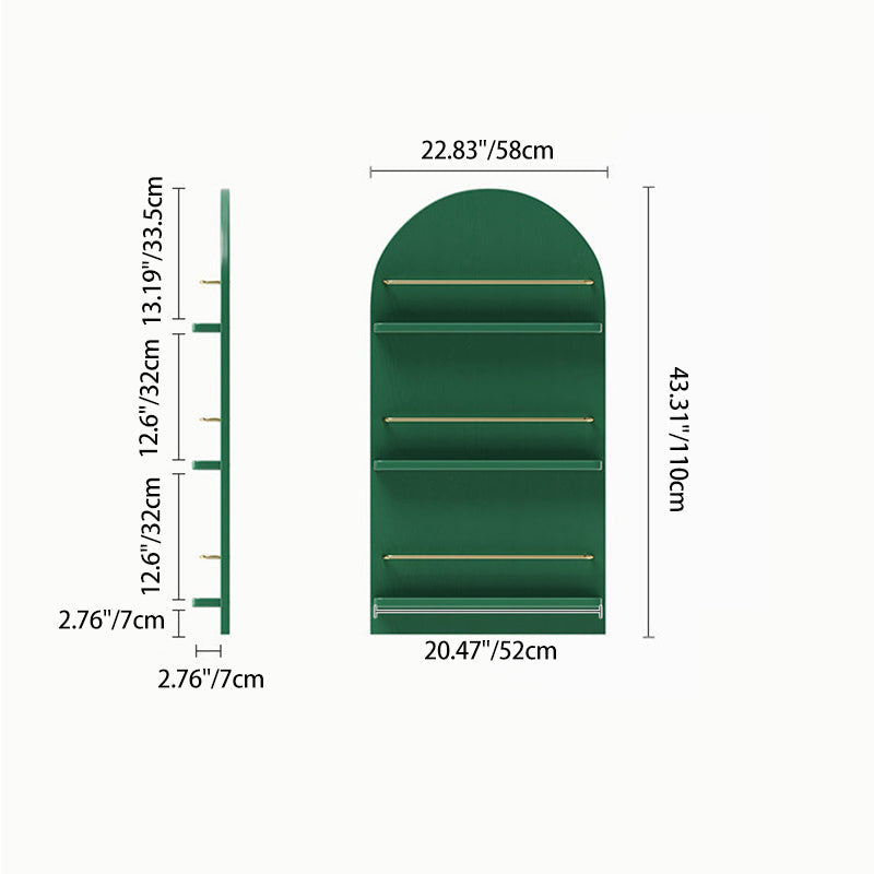 Modern Minimalist Rubberwood Arched Floor-Standing Bookshelf 3/4-Layer For Study