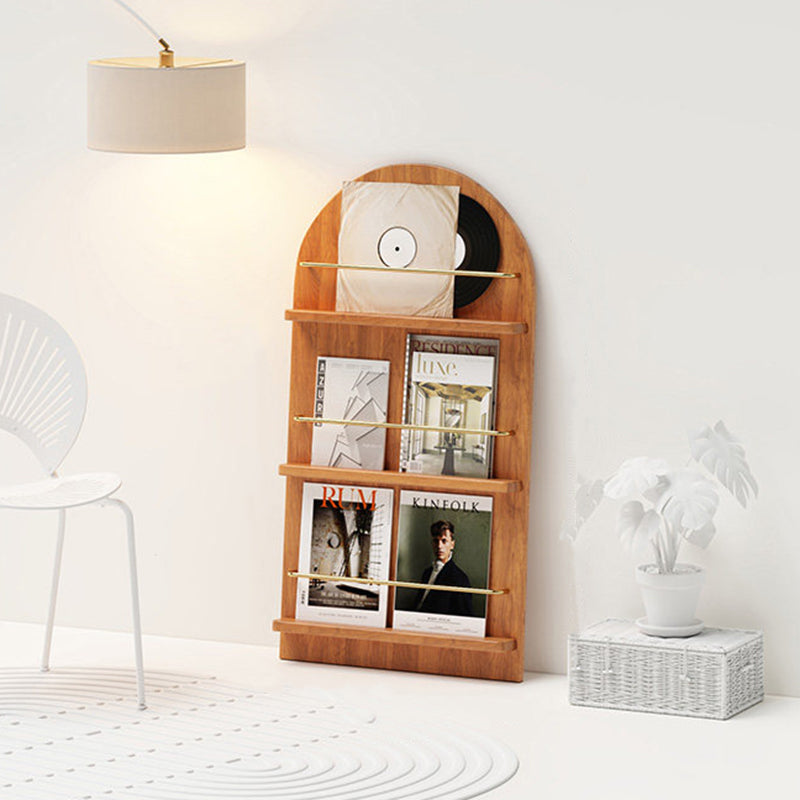 Modern Minimalist Rubberwood Arched Floor-Standing Bookshelf 3/4-Layer For Study