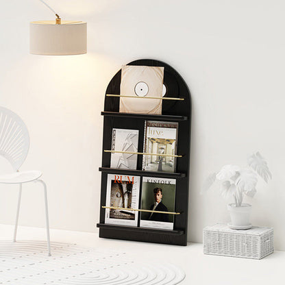 Modern Minimalist Rubberwood Arched Floor-Standing Bookshelf 3/4-Layer For Study