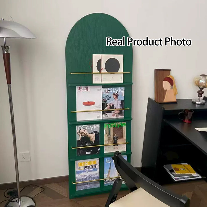 Modern Minimalist Rubberwood Arched Floor-Standing Bookshelf 3/4-Layer For Study