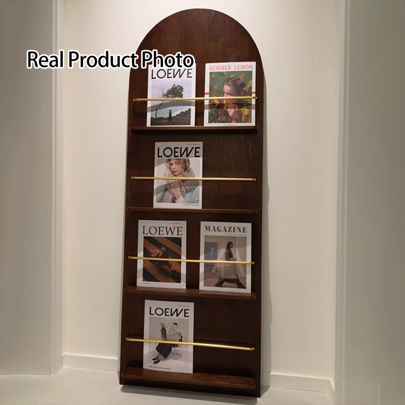 Modern Minimalist Rubberwood Arched Floor-Standing Bookshelf 3/4-Layer For Study