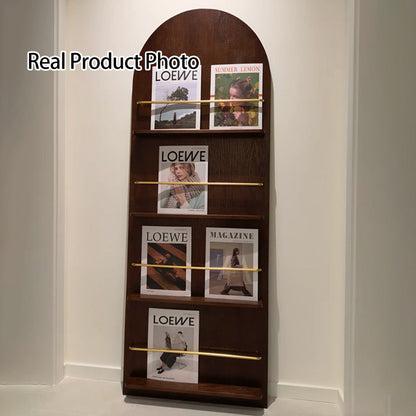 Modern Minimalist Rubberwood Arched Floor-Standing Bookshelf 3/4-Layer For Study