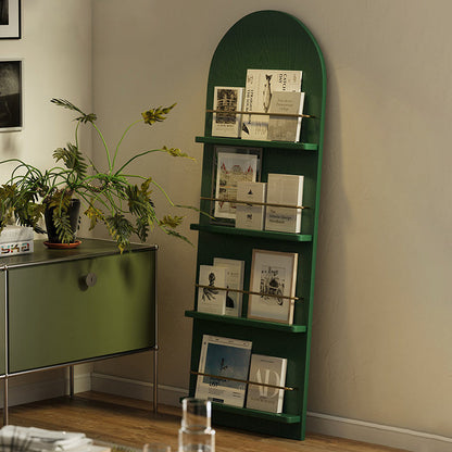 Modern Minimalist Rubberwood Arched Floor-Standing Bookshelf 3/4-Layer For Study