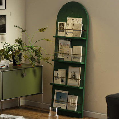Modern Minimalist Rubberwood Arched Floor-Standing Bookshelf 3/4-Layer For Study
