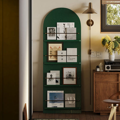 Modern Minimalist Rubberwood Arched Floor-Standing Bookshelf 3/4-Layer For Study