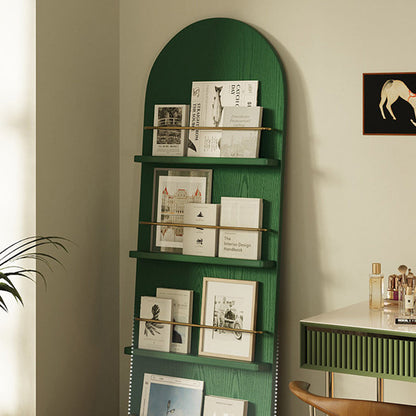 Modern Minimalist Rubberwood Arched Floor-Standing Bookshelf 3/4-Layer For Study