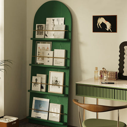 Modern Minimalist Rubberwood Arched Floor-Standing Bookshelf 3/4-Layer For Study