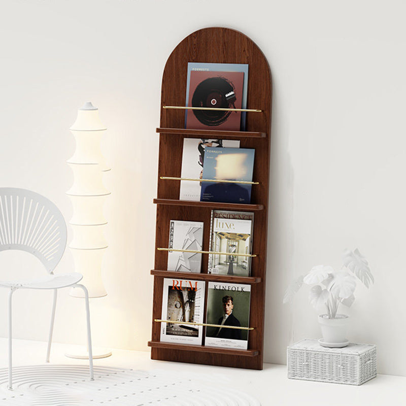 Modern Minimalist Rubberwood Arched Floor-Standing Bookshelf 3/4-Layer For Study