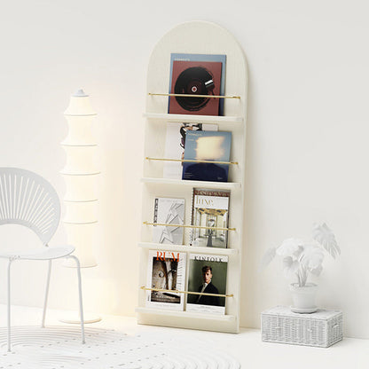 Modern Minimalist Rubberwood Arched Floor-Standing Bookshelf 3/4-Layer For Study