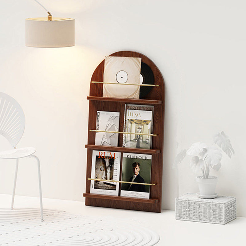 Modern Minimalist Rubberwood Arched Floor-Standing Bookshelf 3/4-Layer For Study