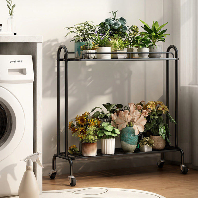 Modern Minimalist Carbon Steel Trapezoidal Movable Indoor Plant Storage Shelf 2-Tier For Living Room & Balcony