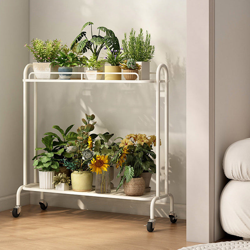 Modern Minimalist Carbon Steel Trapezoidal Movable Indoor Plant Storage Shelf 2-Tier For Living Room & Balcony