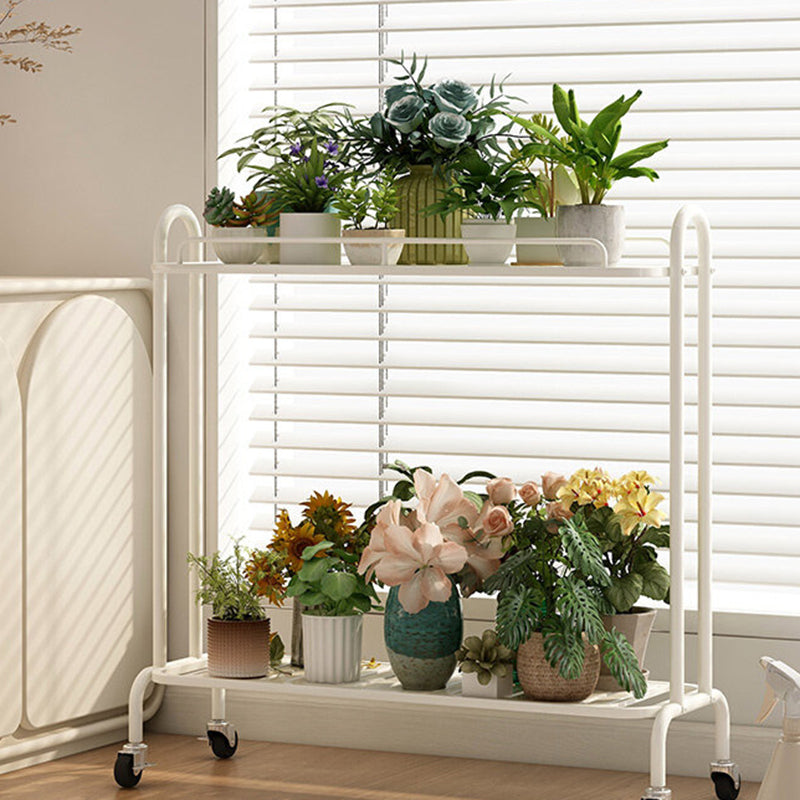 Modern Minimalist Carbon Steel Trapezoidal Movable Indoor Plant Storage Shelf 2-Tier For Living Room & Balcony