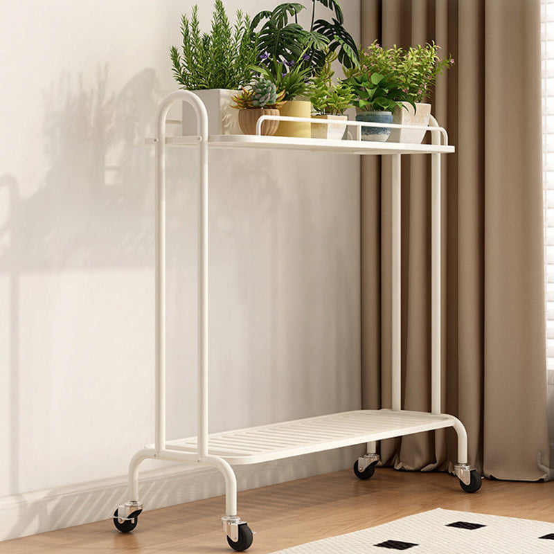 Modern Minimalist Carbon Steel Trapezoidal Movable Indoor Plant Storage Shelf 2-Tier For Living Room & Balcony