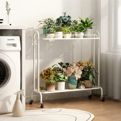 Modern Minimalist Carbon Steel Trapezoidal Movable Indoor Plant Storage Shelf 2-Tier For Living Room & Balcony