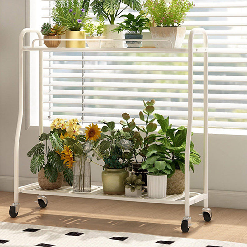 Modern Minimalist Carbon Steel Trapezoidal Movable Indoor Plant Storage Shelf 2-Tier For Living Room & Balcony