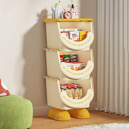 Modern Art Deco PP ABS Cartoon Big-Foot Floor-Standing Kids Toy Storage Shelf 1/2/3-Layer For Living Room