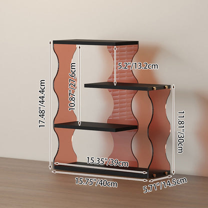 Modern Minimalist MDF Acrylic Wavy-Edged Rectangular Desktop Cup Storage Shelf 4-Tier For Dining Room