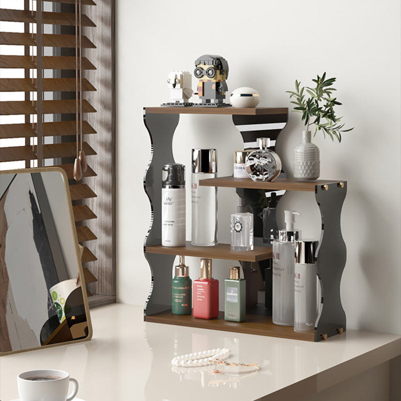 Modern Minimalist MDF Acrylic Wavy-Edged Rectangular Desktop Cup Storage Shelf 4-Tier For Dining Room