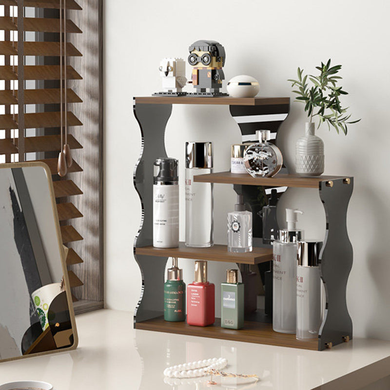 Modern Minimalist MDF Acrylic Wavy-Edged Rectangular Desktop Cup Storage Shelf 4-Tier For Dining Room