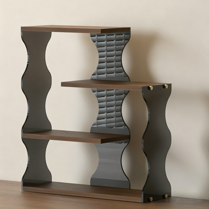 Modern Minimalist MDF Acrylic Wavy-Edged Rectangular Desktop Cup Storage Shelf 4-Tier For Dining Room