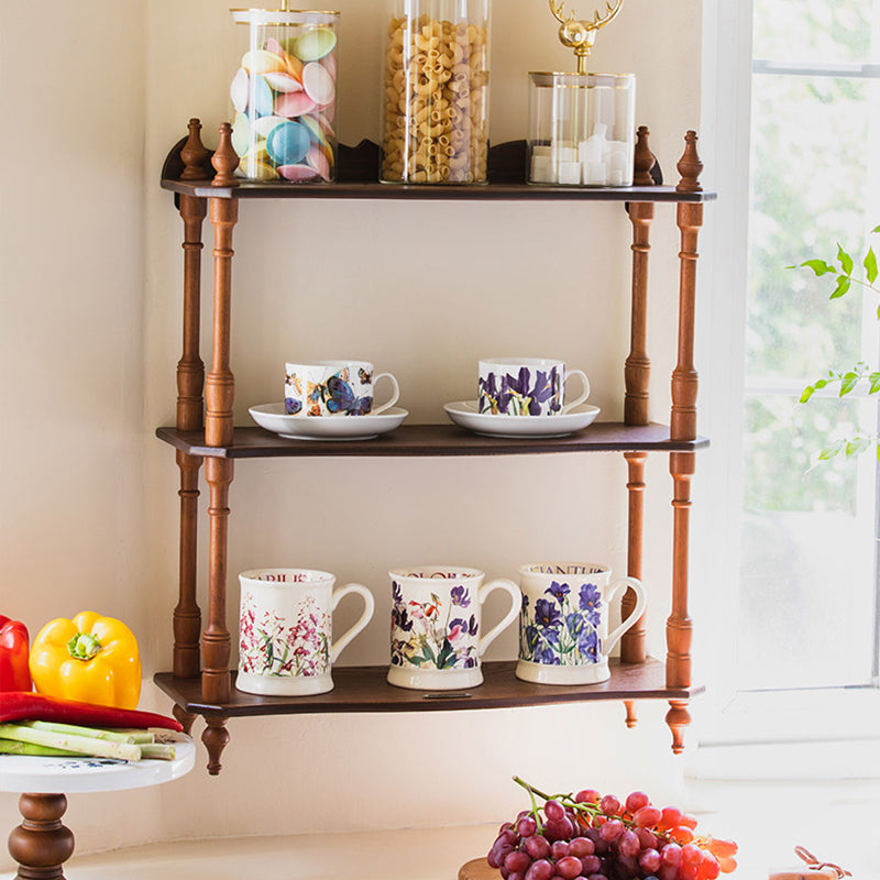 Traditional Vintage Rubberwood Ash Wood Veneer Rectangular Desktop Display Rack 2/3-Layer For Living Room & Bedroom